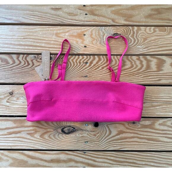 NWT Skims Knit Swim Bandeau Top & Skirt Set Size S/M Women’s Pink - Picture 2 of 15